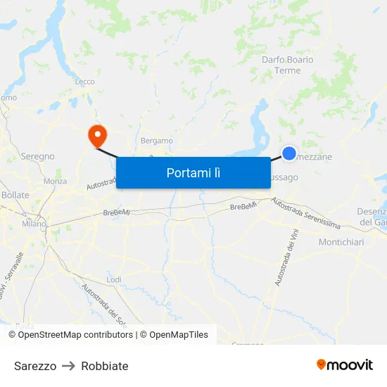 Sarezzo to Robbiate map