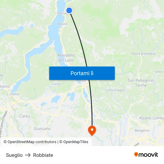 Sueglio to Robbiate map