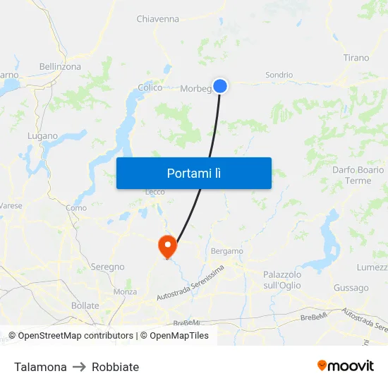 Talamona to Robbiate map