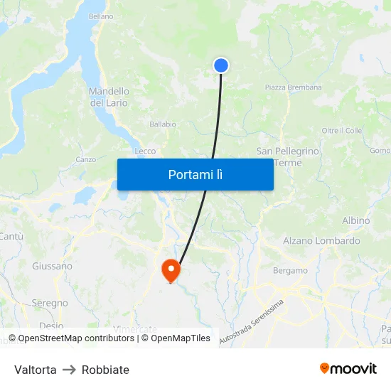 Valtorta to Robbiate map