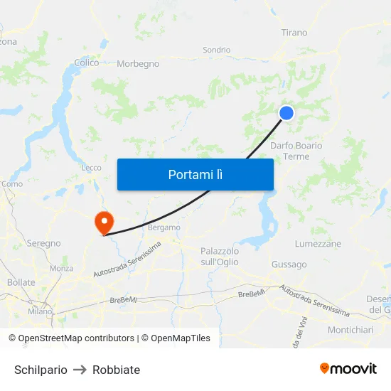 Schilpario to Robbiate map