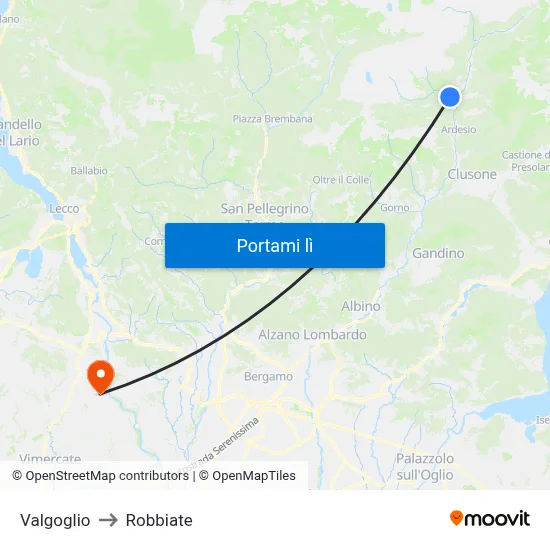 Valgoglio to Robbiate map