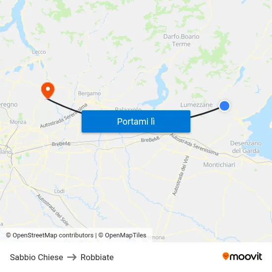 Sabbio Chiese to Robbiate map