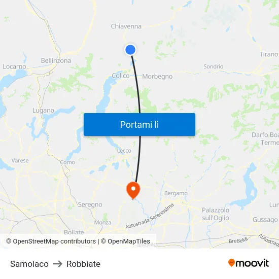 Samolaco to Robbiate map