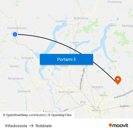 Villadossola to Robbiate map