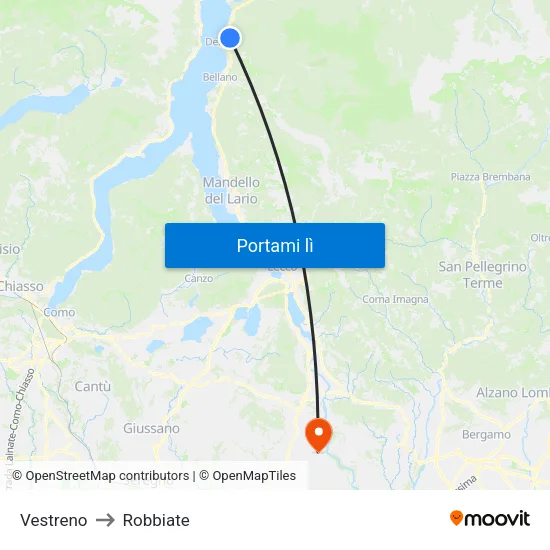 Vestreno to Robbiate map