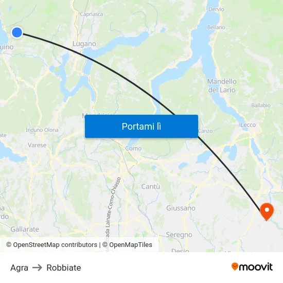 Agra to Robbiate map