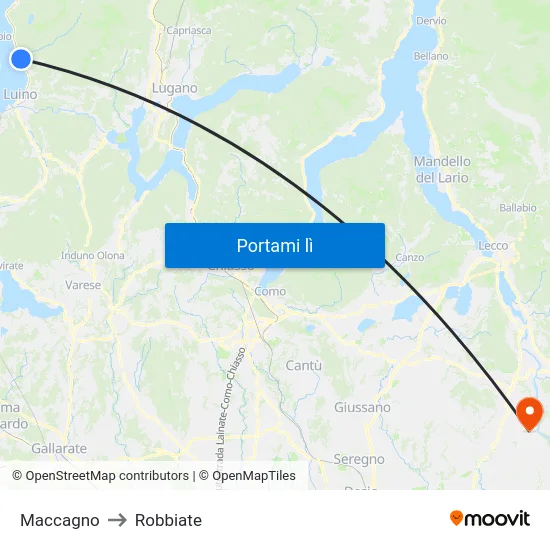 Maccagno to Robbiate map
