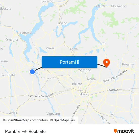 Pombia to Robbiate map