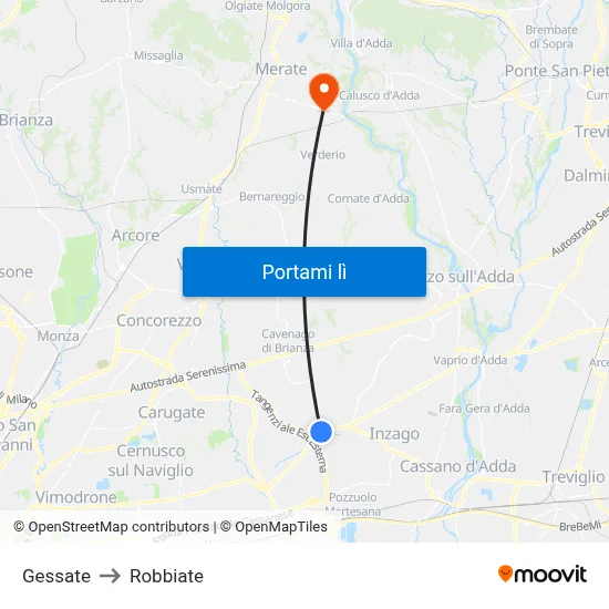 Gessate to Robbiate map