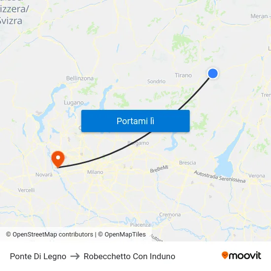 Ponte Di Legno to Robecchetto Con Induno map