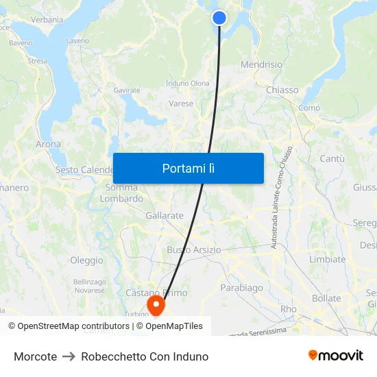Morcote to Robecchetto Con Induno map