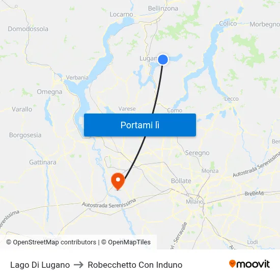 Lago Di Lugano to Robecchetto Con Induno map