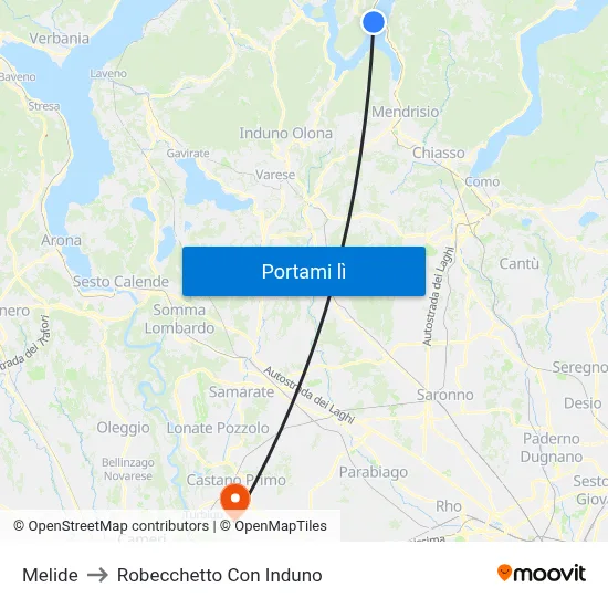 Melide to Robecchetto Con Induno map