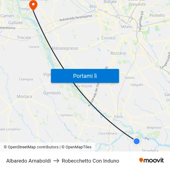 Albaredo Arnaboldi to Robecchetto Con Induno map