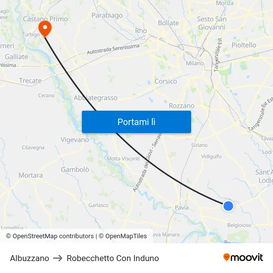 Albuzzano to Robecchetto Con Induno map