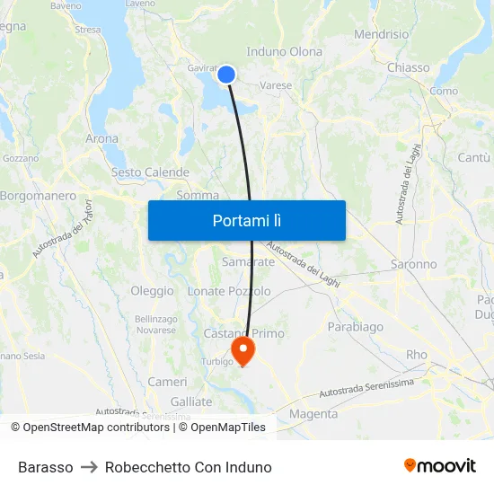 Barasso to Robecchetto Con Induno map