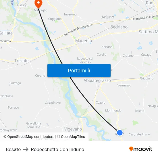 Besate to Robecchetto Con Induno map