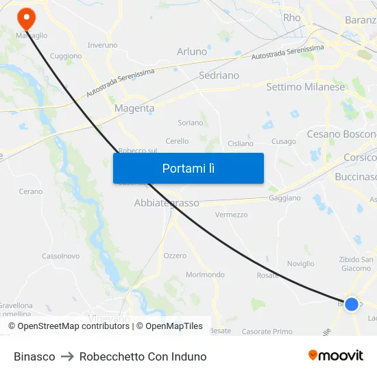 Binasco to Robecchetto Con Induno map