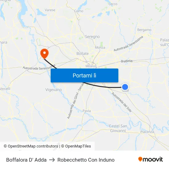 Boffalora D' Adda to Robecchetto Con Induno map
