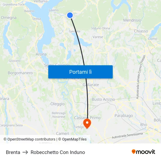 Brenta to Robecchetto Con Induno map