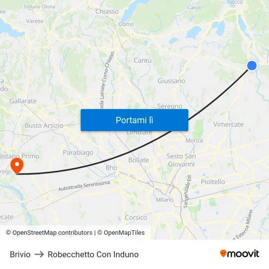 Brivio to Robecchetto Con Induno map