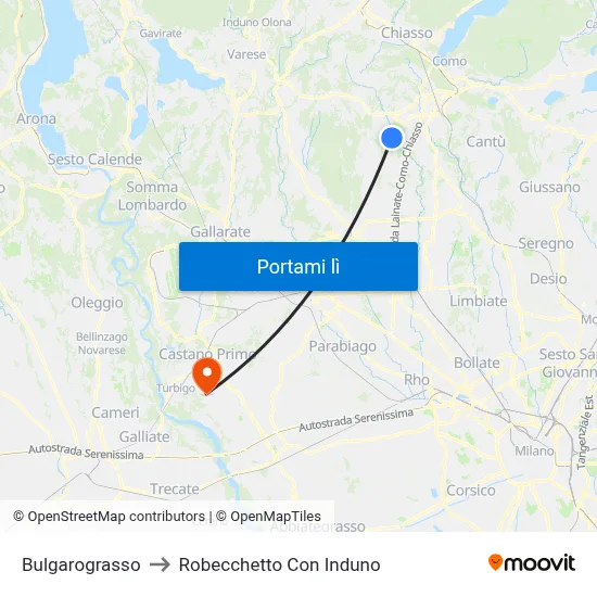 Bulgarograsso to Robecchetto Con Induno map