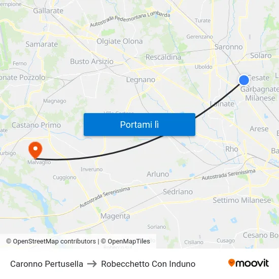 Caronno Pertusella to Robecchetto Con Induno map