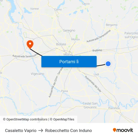 Casaletto Vaprio to Robecchetto Con Induno map