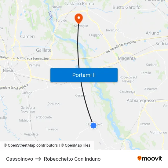 Cassolnovo to Robecchetto Con Induno map