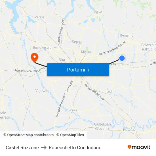 Castel Rozzone to Robecchetto Con Induno map
