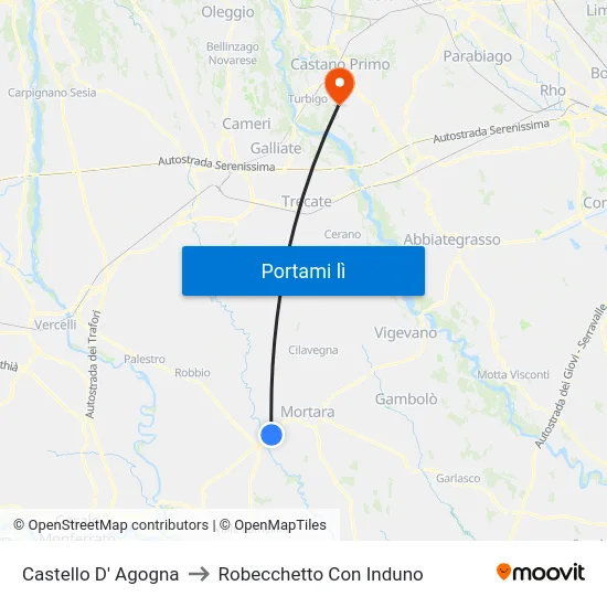 Castello D' Agogna to Robecchetto Con Induno map