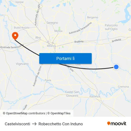 Castelvisconti to Robecchetto Con Induno map