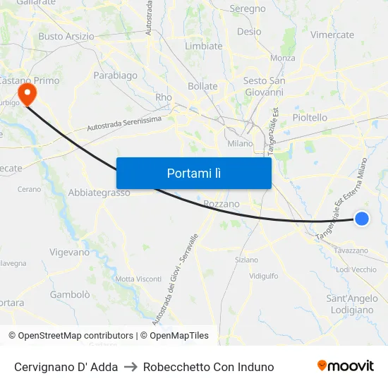 Cervignano D' Adda to Robecchetto Con Induno map