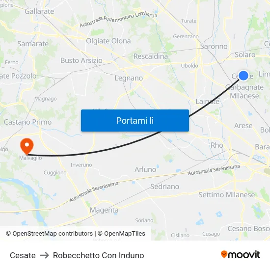 Cesate to Robecchetto Con Induno map