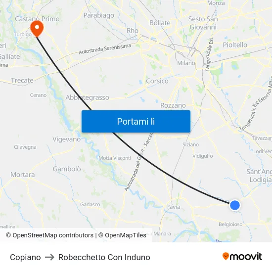 Copiano to Robecchetto Con Induno map