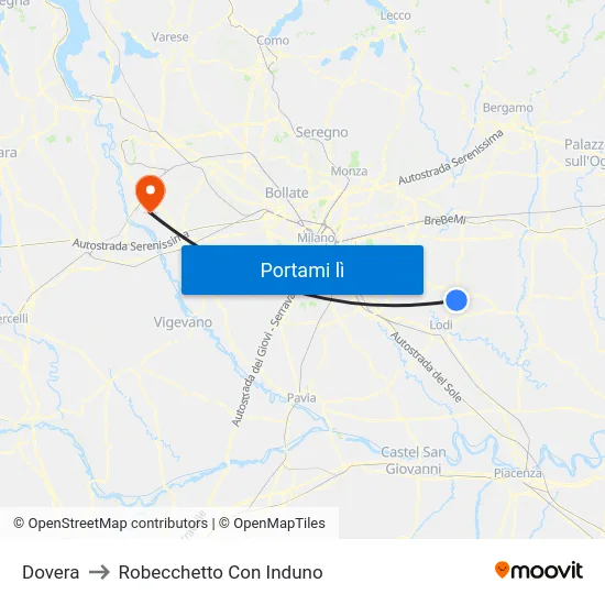 Dovera to Robecchetto Con Induno map