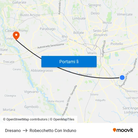 Dresano to Robecchetto Con Induno map