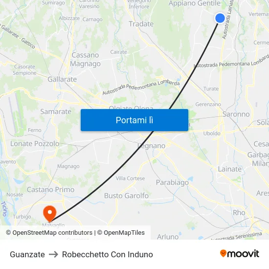 Guanzate to Robecchetto Con Induno map
