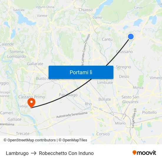 Lambrugo to Robecchetto Con Induno map