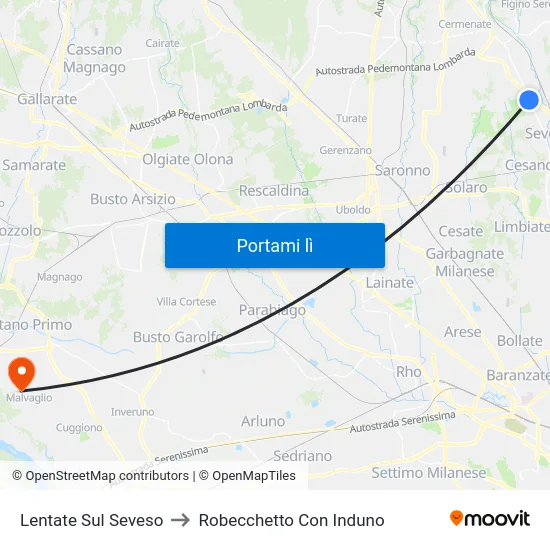 Lentate Sul Seveso to Robecchetto Con Induno map