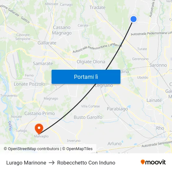 Lurago Marinone to Robecchetto Con Induno map
