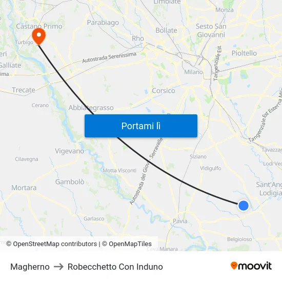 Magherno to Robecchetto Con Induno map