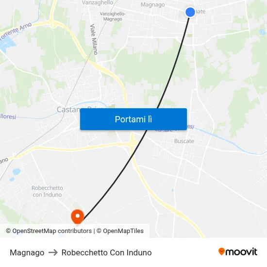 Magnago to Robecchetto Con Induno map