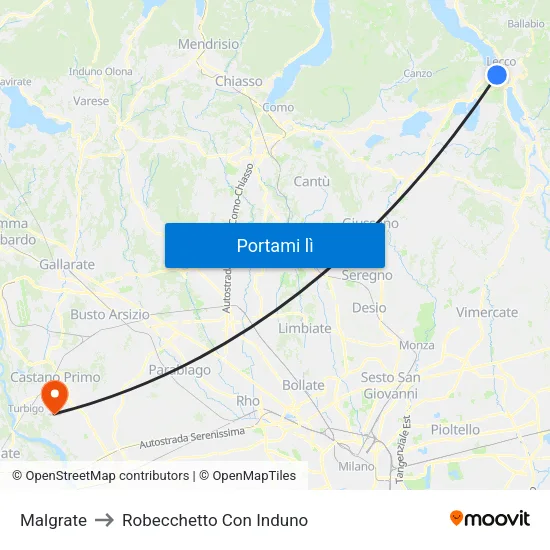 Malgrate to Robecchetto Con Induno map