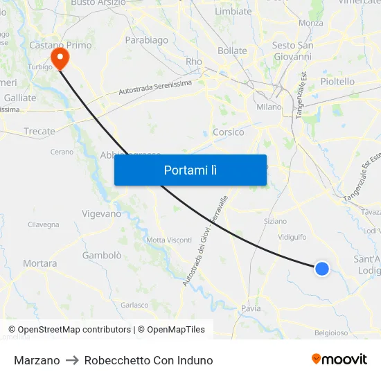 Marzano to Robecchetto Con Induno map