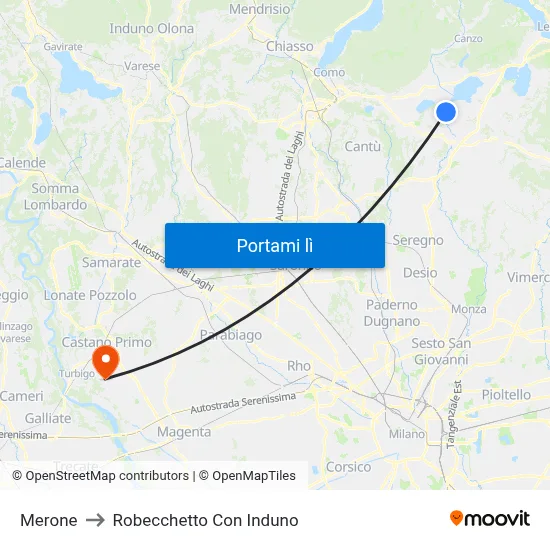 Merone to Robecchetto Con Induno map