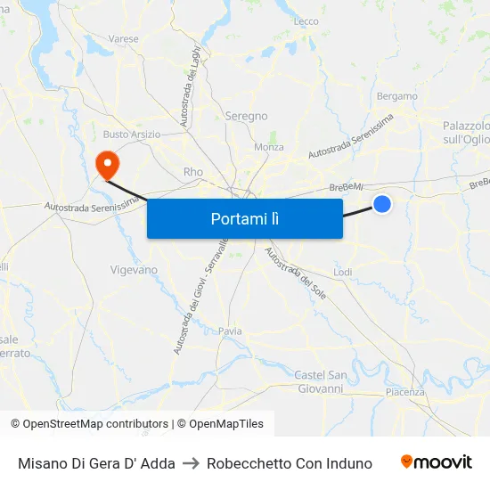 Misano Di Gera D' Adda to Robecchetto Con Induno map