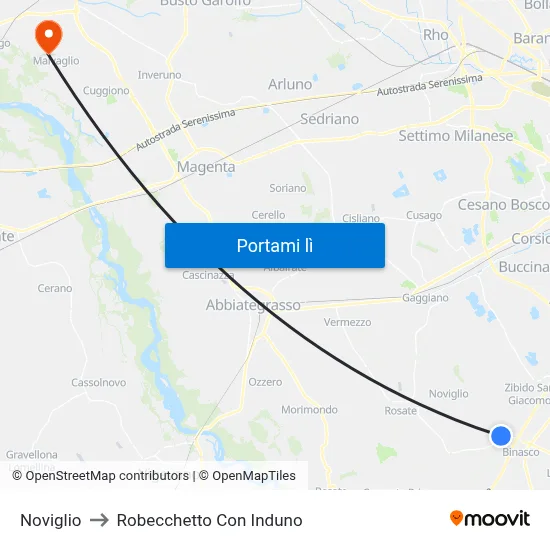 Noviglio to Robecchetto Con Induno map