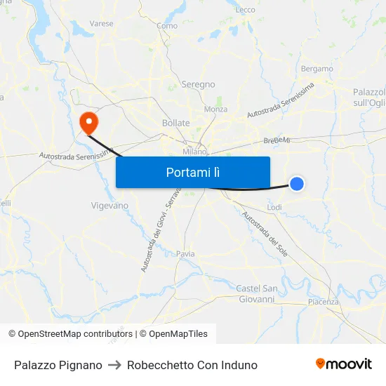 Palazzo Pignano to Robecchetto Con Induno map